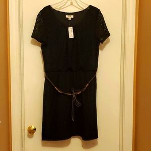 Dress Barn, New,Crochet Mini Dress, black, 16